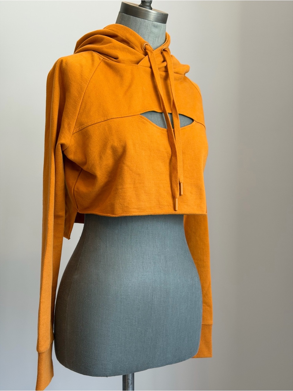 Mono B Peekaboo Cutout Cropped Hoodie Sweatshirt Size S